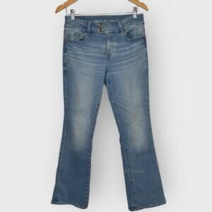 AE Next Level Curvy Skinny Kick Jeans 8 High Waisted Blue Y2K Retro Denim